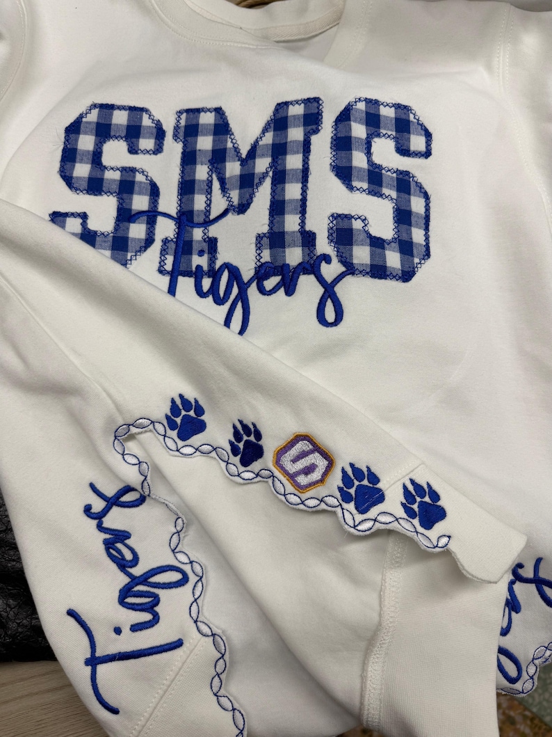 Custom Embroidered Game Day School/Team Spirit Sweatshirt | Personalized Mascot Embroidered Crewneck