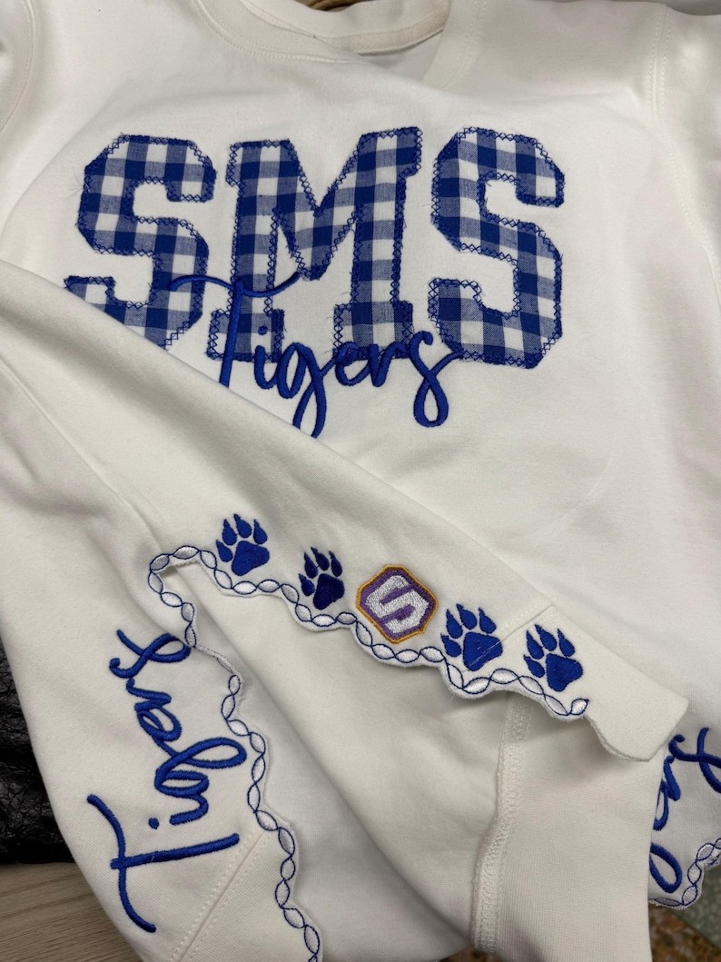 Custom Embroidered Game Day School/Team Spirit Sweatshirt | Personalized Mascot Embroidered Crewneck