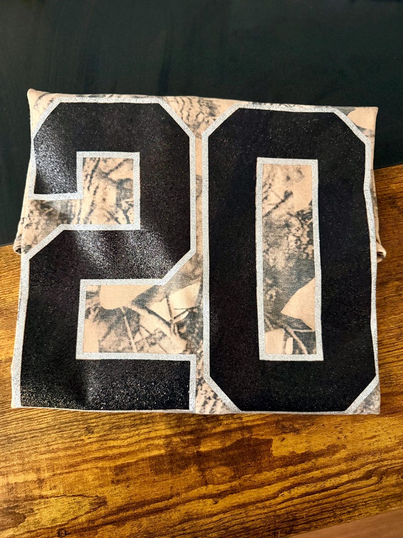 Custom Baseball | Softball | Football | Camo Shirt | Glitter Name & Number Game Day Apparel
