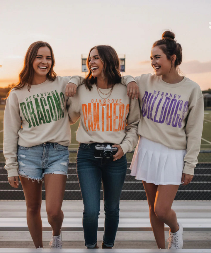 Personalized School Mascot Sweatshirt – Custom Team Name Spirit Crewneck for Game Day