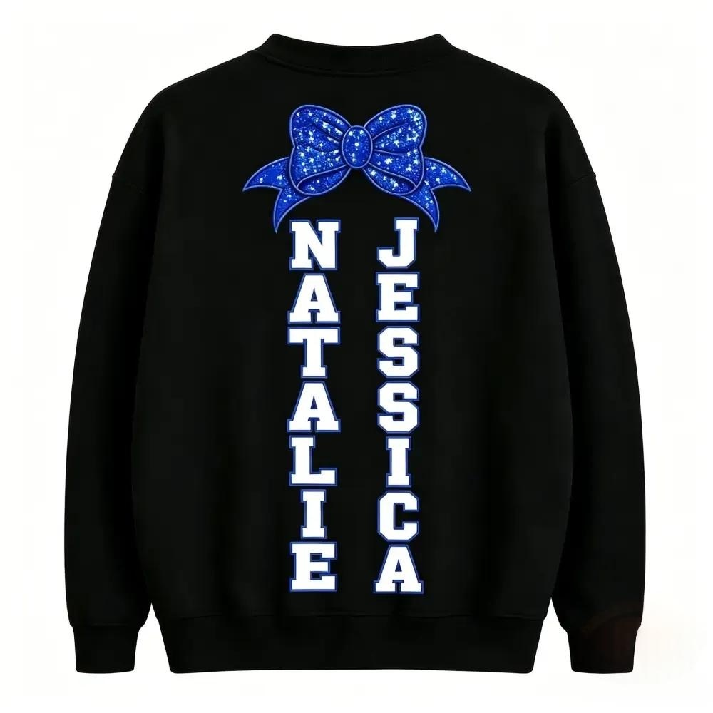 Custom Back Name Rhinestone Cheer Bow Crewneck