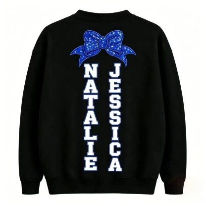 Custom Back Name Rhinestone Cheer Bow Crewneck