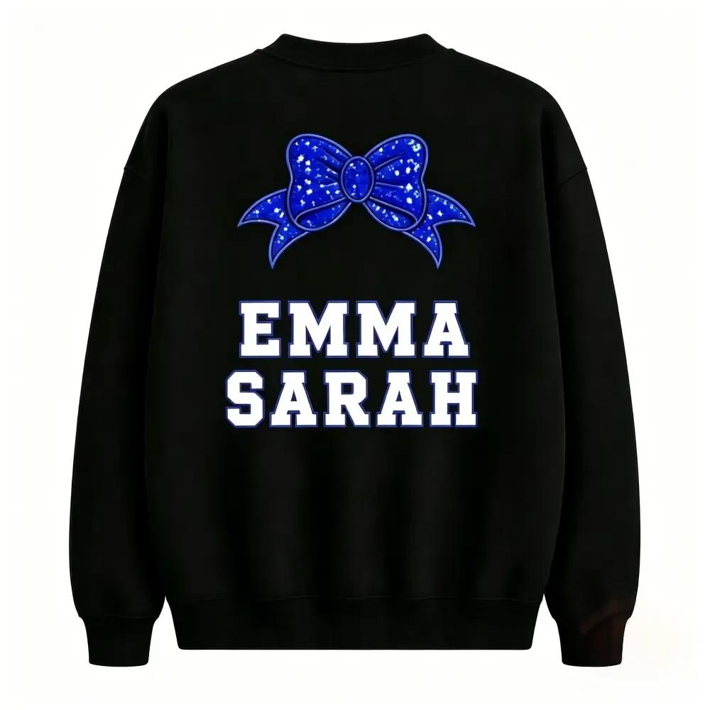 Custom Back Name Rhinestone Cheer Bow Crewneck