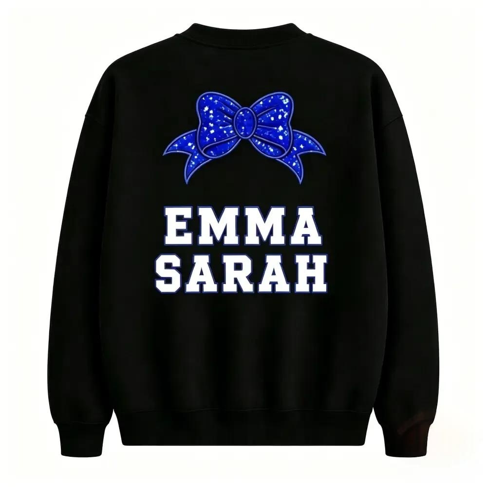Custom Back Name Rhinestone Cheer Bow Crewneck
