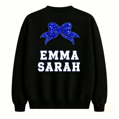 Custom Back Name Rhinestone Cheer Bow Crewneck
