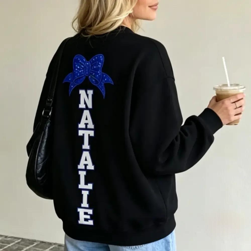Custom Back Name Rhinestone Cheer Bow Crewneck