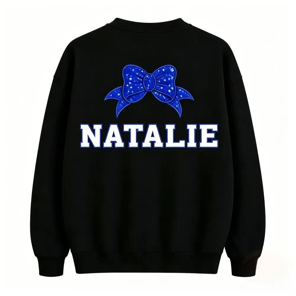 Custom Back Name Rhinestone Cheer Bow Crewneck