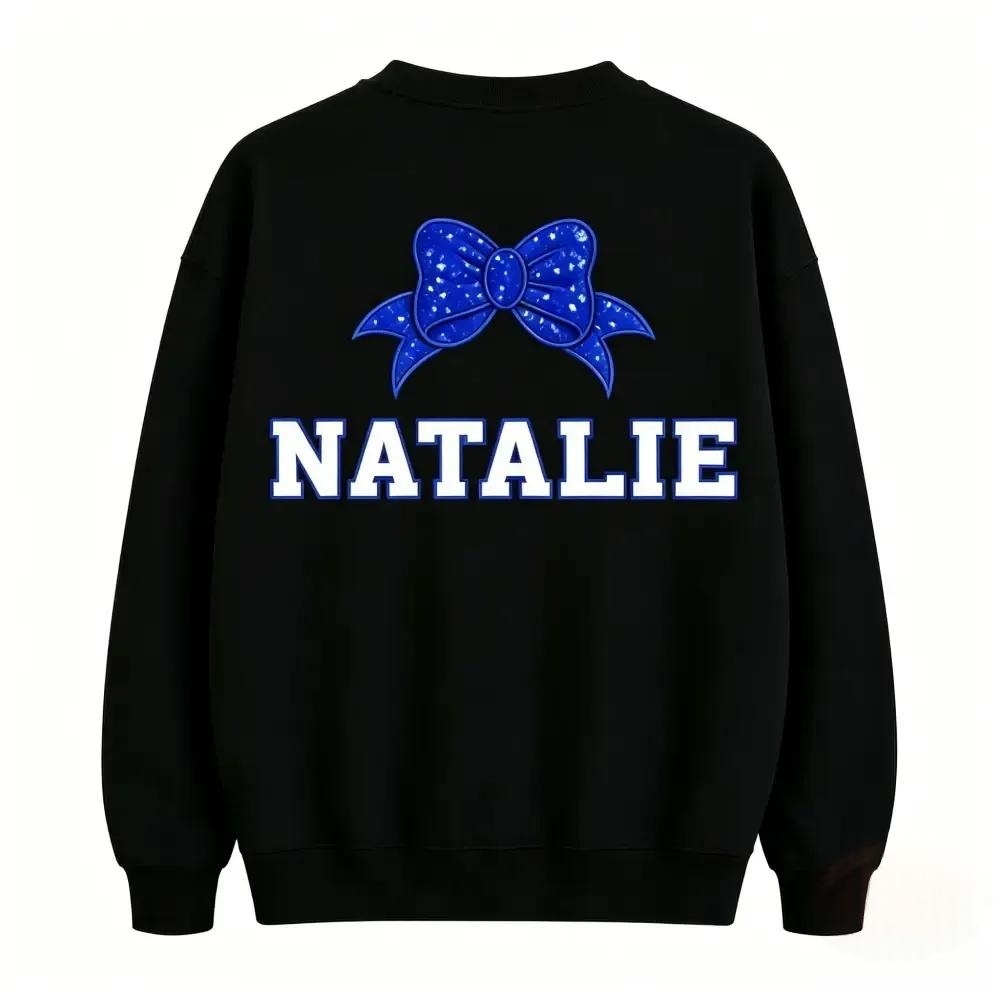 Custom Back Name Rhinestone Cheer Bow Crewneck