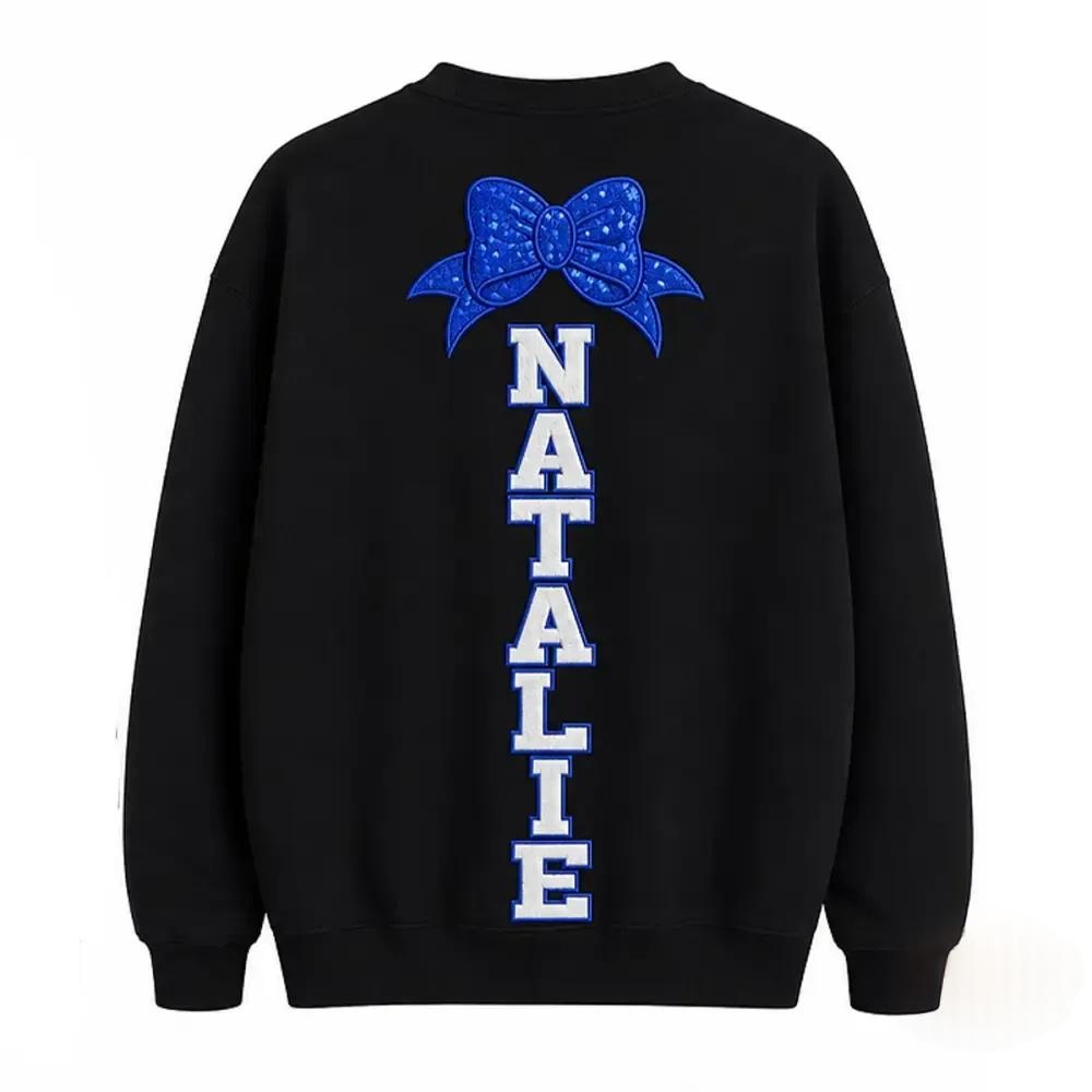 Custom Back Name Rhinestone Cheer Bow Crewneck