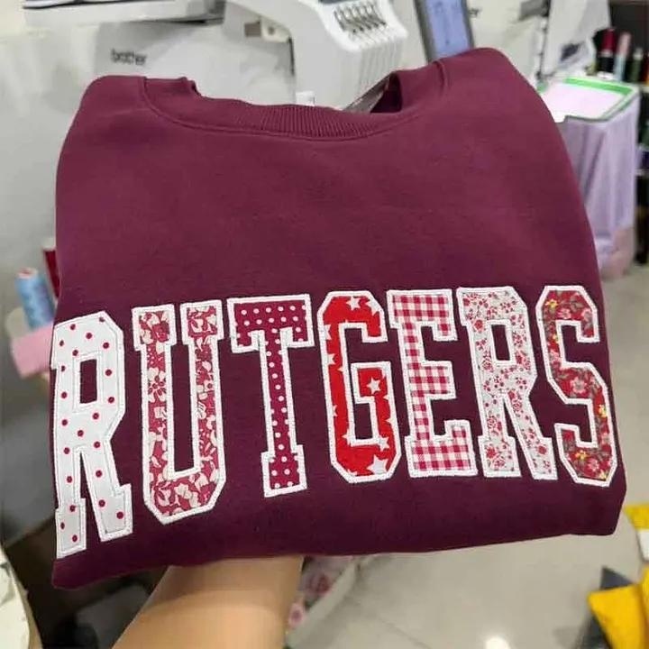Custom Patchwork Fabric Embroidered Sweatshirt Team and School Name Applique Varsity Letters