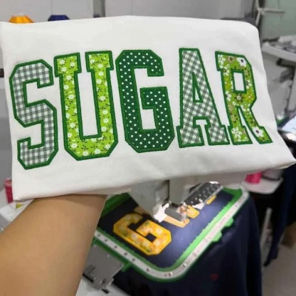 Custom Patchwork Fabric Embroidered Sweatshirt Team and School Name Applique Varsity Letters