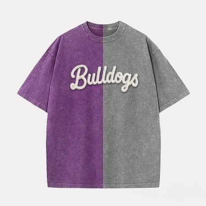 Personalized Chenille YARN EMBROIDERED Two-Tone Game Day Washed T-shirt