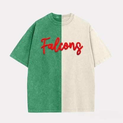 Personalized Chenille YARN EMBROIDERED Two-Tone Game Day Washed T-shirt