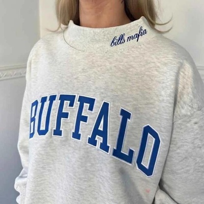 Custom Mockneck Embroidered Team Name Sweatshirt – Stand-up Collar