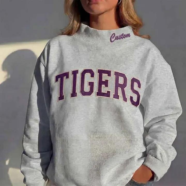 Custom Mockneck Embroidered Team Name Sweatshirt – Stand-up Collar