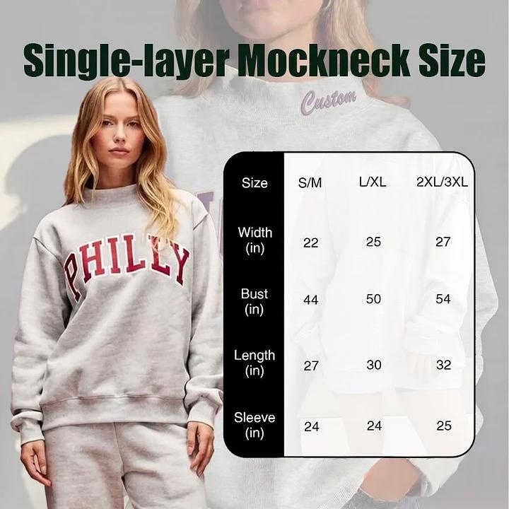 Custom Mockneck Embroidered Team Name Sweatshirt – Stand-up Collar