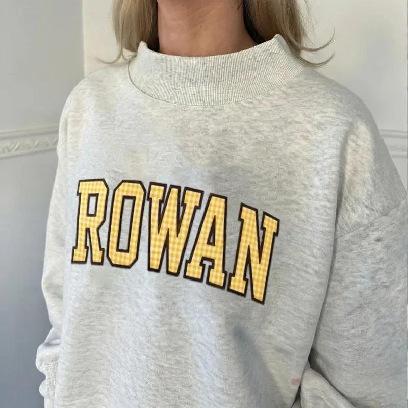 Custom Varsity Letter Sweatshirt Gingham Applique Embroidery Mock Pullover
