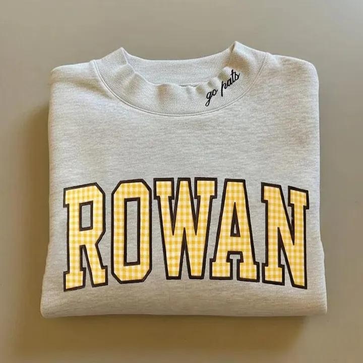 Custom Varsity Letter Sweatshirt Gingham Applique Embroidery Mock Pullover
