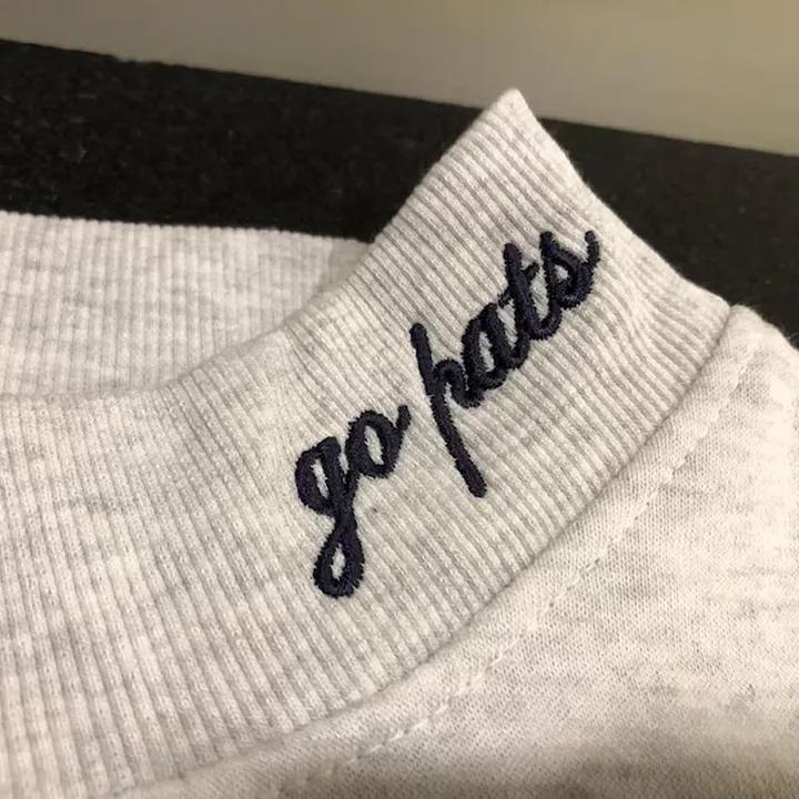 Custom Varsity Letter Sweatshirt Gingham Applique Embroidery Mock Pullover