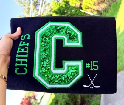 Custom Team Embroidered Sweatshirt/Hoodie, Sports Team Apparel, Sequins Varsity Letter, Custom Player Number, Hockey/Soccer Hoodie, Game Day