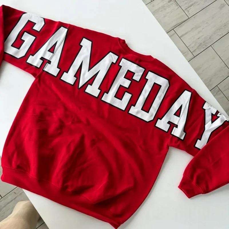 Custom Varsity Crewneck Sweatshirt School Spirit Pullover Casual Top