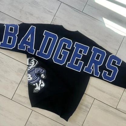 Custom Varsity Crewneck Sweatshirt School Spirit Pullover Casual Top