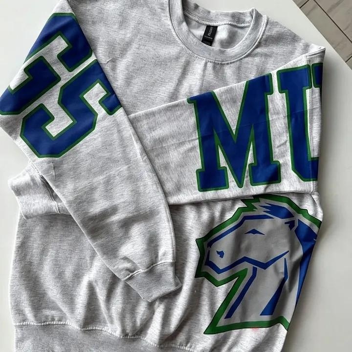 Custom Varsity Crewneck Sweatshirt School Spirit Pullover Casual Top