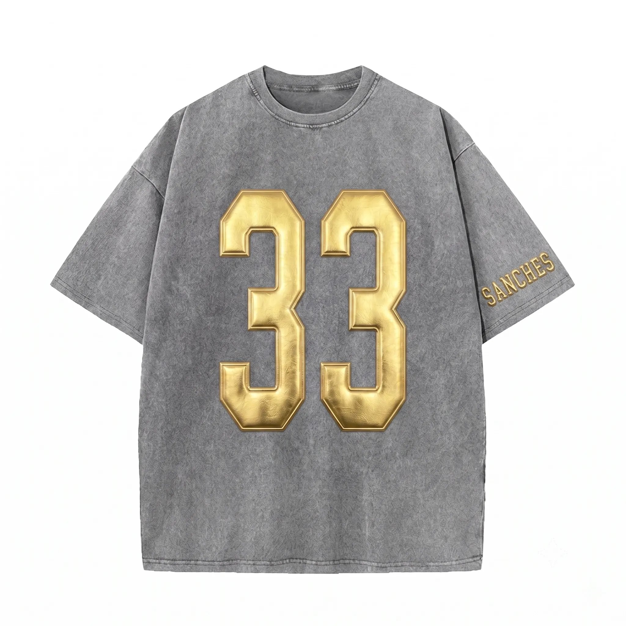 Custom Metallic Puff Number Game Day Washed T-shirt, Custom School Team Number Shirt
