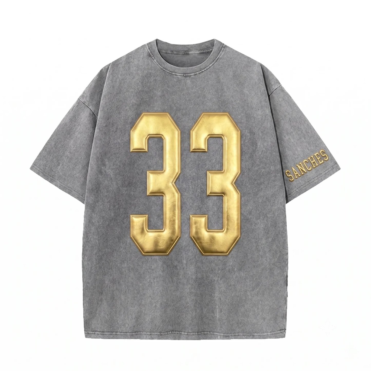 Custom Metallic Puff Number Game Day Washed T-shirt, Custom School Team Number Shirt