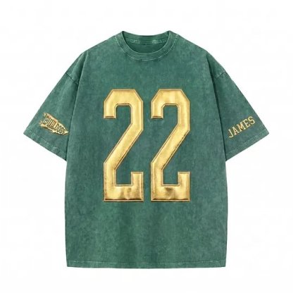 Custom Metallic Puff Number Game Day Washed T-shirt, Custom School Team Number Shirt