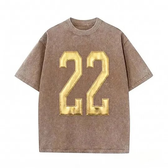 Custom Metallic Puff Number Game Day Washed T-shirt, Custom School Team Number Shirt