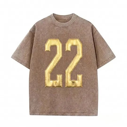 Custom Metallic Puff Number Game Day Washed T-shirt, Custom School Team Number Shirt