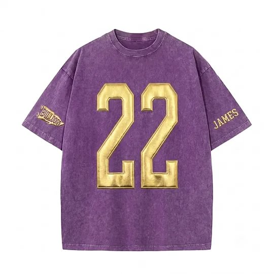 Custom Metallic Puff Number Game Day Washed T-shirt, Custom School Team Number Shirt