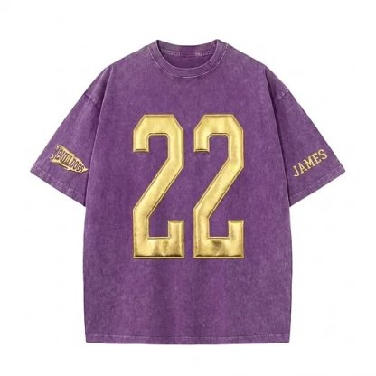 Custom Metallic Puff Number Game Day Washed T-shirt, Custom School Team Number Shirt