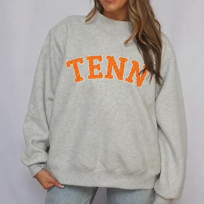 Custom Appliqué Embroidery Oversized Polka Dot Mockneck Pullover | Relaxed-Fit Half-Turtleneck with Vintage Dot Pattern
