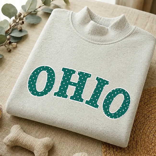 Custom Appliqué Embroidery Oversized Polka Dot Mockneck Pullover | Relaxed-Fit Half-Turtleneck with Vintage Dot Pattern