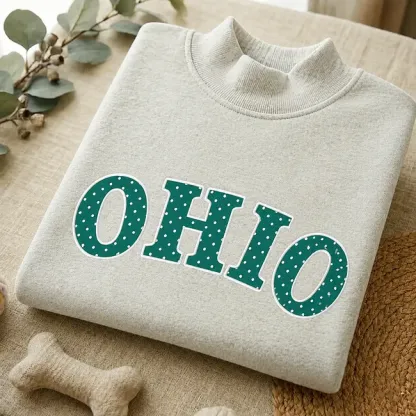 Custom Appliqué Embroidery Oversized Polka Dot Mockneck Pullover | Relaxed-Fit Half-Turtleneck with Vintage Dot Pattern