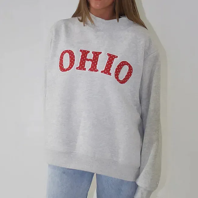 Custom Appliqué Embroidery Oversized Polka Dot Mockneck Pullover | Relaxed-Fit Half-Turtleneck with Vintage Dot Pattern