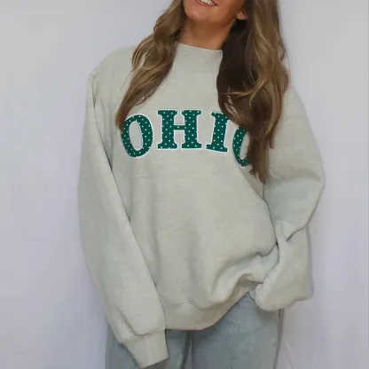 Custom Appliqué Embroidery Oversized Polka Dot Mockneck Pullover | Relaxed-Fit Half-Turtleneck with Vintage Dot Pattern