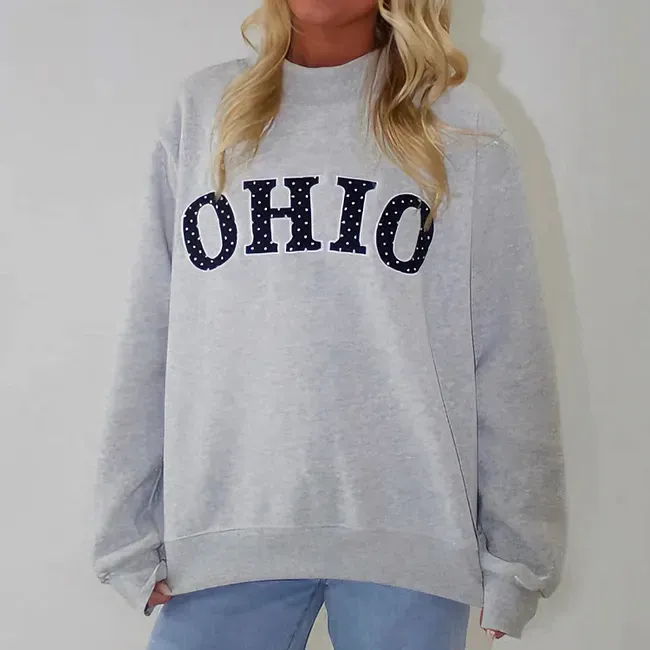 Custom Appliqué Embroidery Oversized Polka Dot Mockneck Pullover | Relaxed-Fit Half-Turtleneck with Vintage Dot Pattern