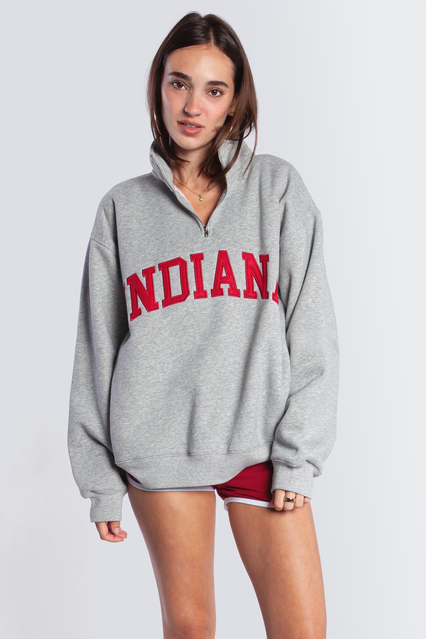 Indiana Quarter Zip Pullover | Women's College Game Day Sweatshirt | Vintage Campus Spirit Top