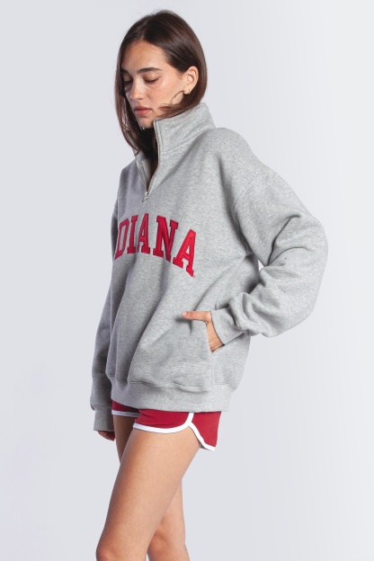 Indiana Quarter Zip Pullover | Women's College Game Day Sweatshirt | Vintage Campus Spirit Top