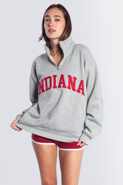 Indiana Quarter Zip Pullover | Women's College Game Day Sweatshirt | Vintage Campus Spirit Top