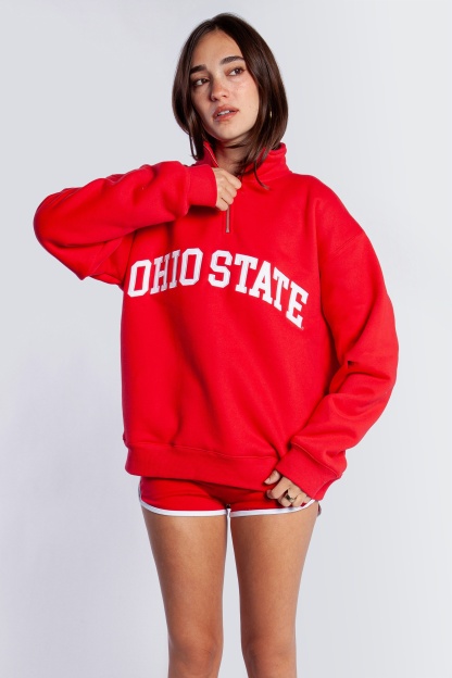 Ohio Quarter Zip Pullover | Women's College Game Day Sweatshirt | Vintage Campus Spirit Top