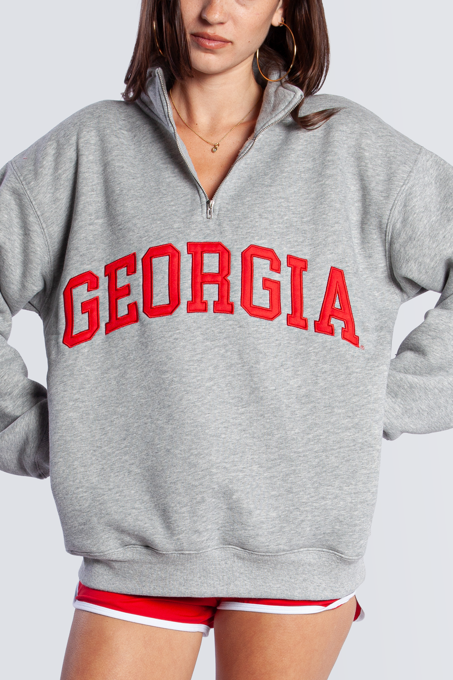 Georgia Quarter Zip Pullover | Women's College Game Day Sweatshirt | Vintage Campus Spirit Top