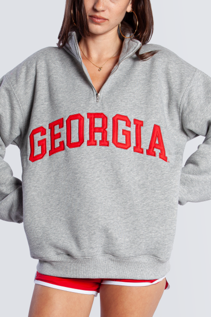 Georgia Quarter Zip Pullover | Women's College Game Day Sweatshirt | Vintage Campus Spirit Top