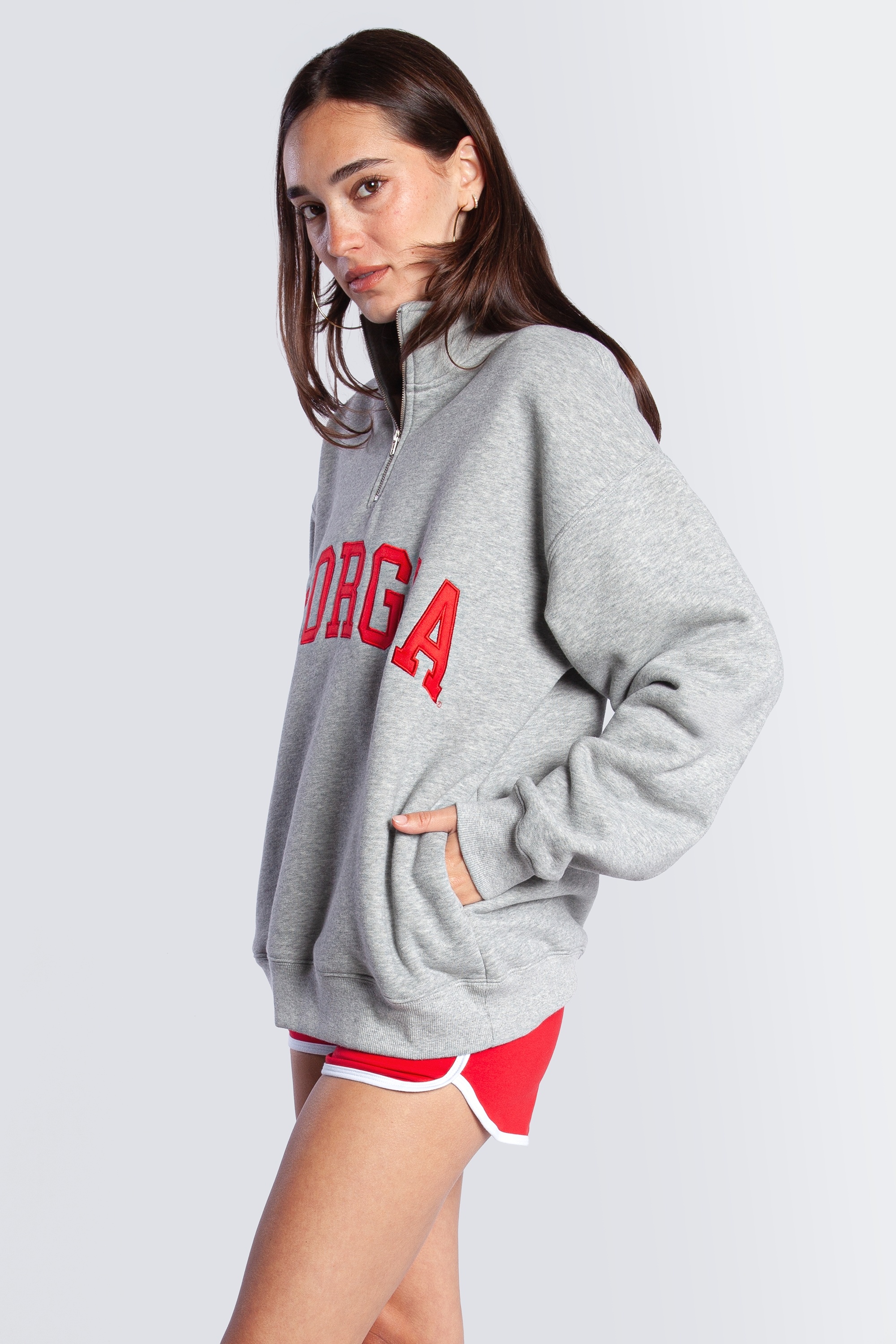 Georgia Quarter Zip Pullover | Women's College Game Day Sweatshirt | Vintage Campus Spirit Top
