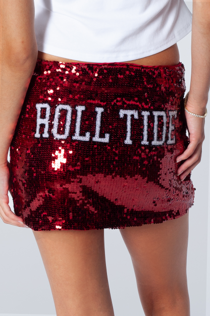 Alabama Sequin Mini Skirt | Game Day Glam College Spirit Skirt | Tailgate Outfit
