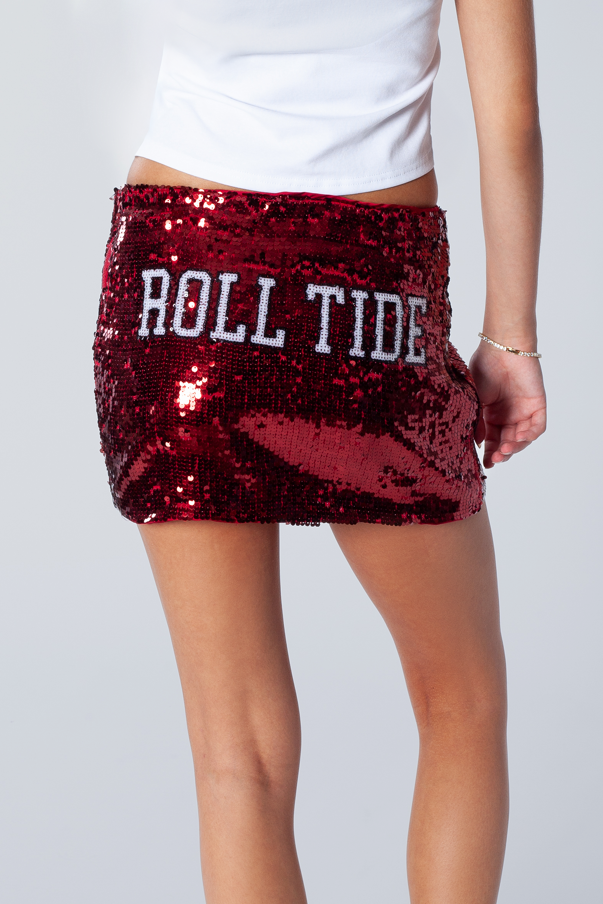 Alabama Sequin Mini Skirt | Game Day Glam College Spirit Skirt | Tailgate Outfit