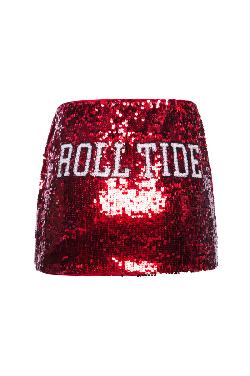 Alabama Sequin Mini Skirt | Game Day Glam College Spirit Skirt | Tailgate Outfit